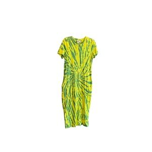 Anthropologie Daily Practice yellow green tie-dye cotton dress Size S